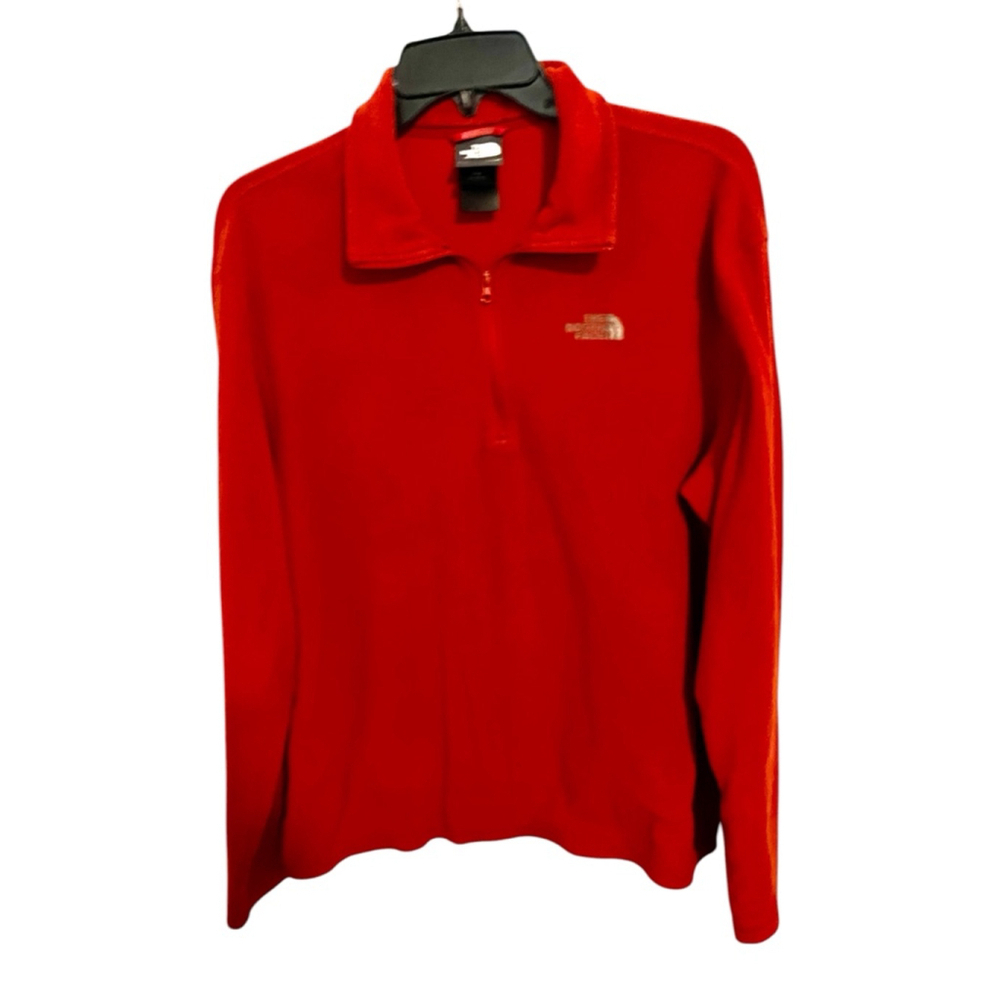 The North Face Men’s Polartec quarter-zip red fleece pullover sweater Medium